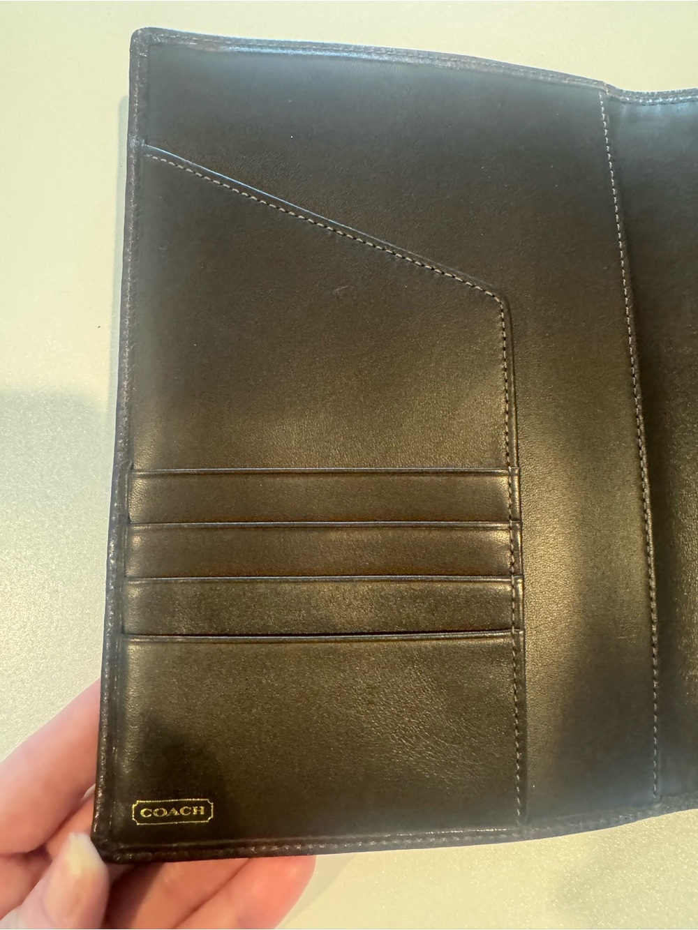 Coach Beige and Brown Signature Canvas Organizer with Dark Leather Trim - Picture 4 of 8